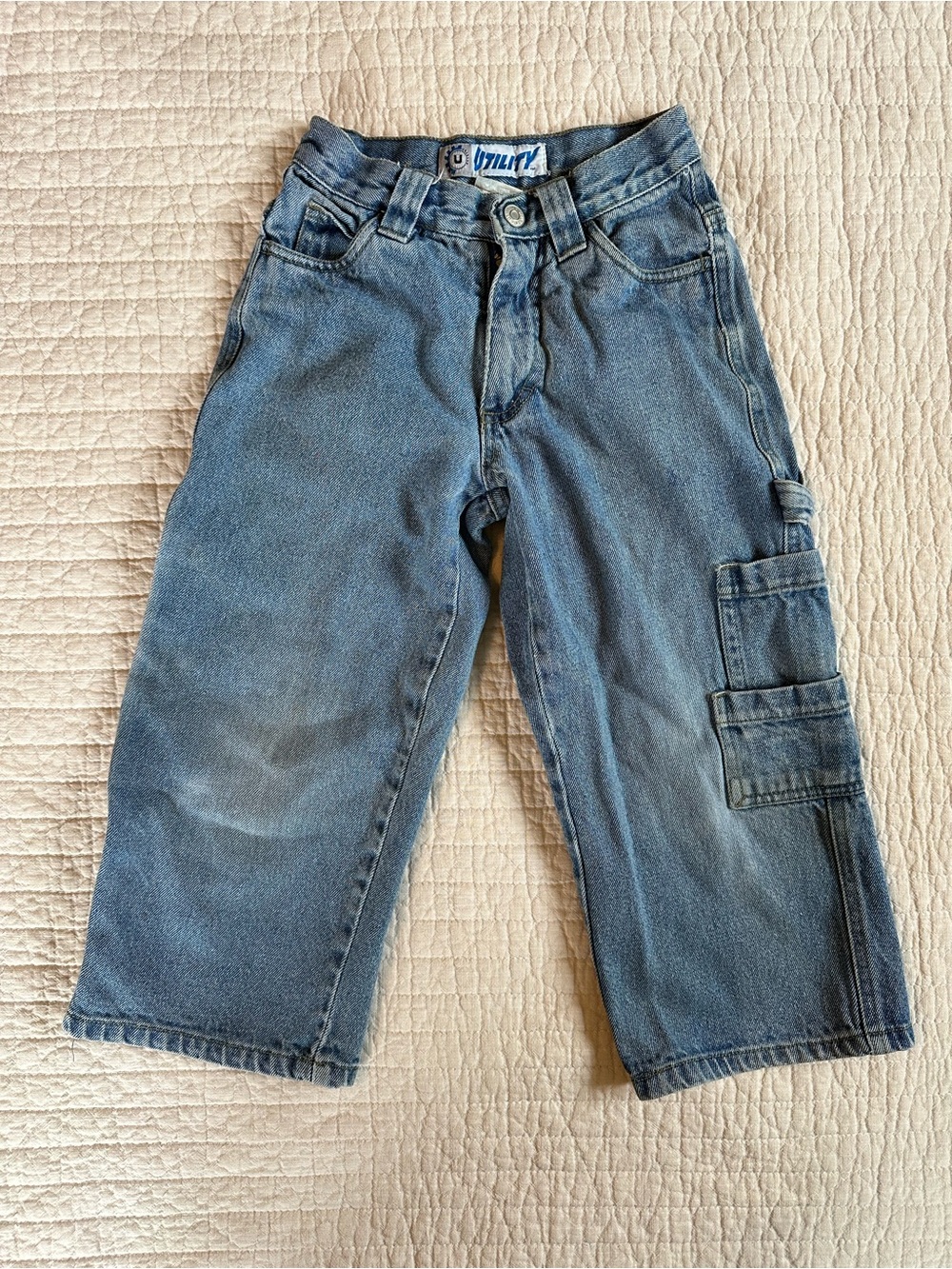 Utility Blue Denim Cargo Jeans for Kids 557